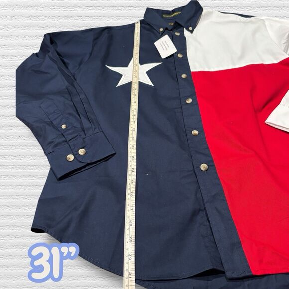 Tiger Hill Texas Flag Button Down Shirt Men’s Large 100% Cotton Twill Western - Picture 3 of 10